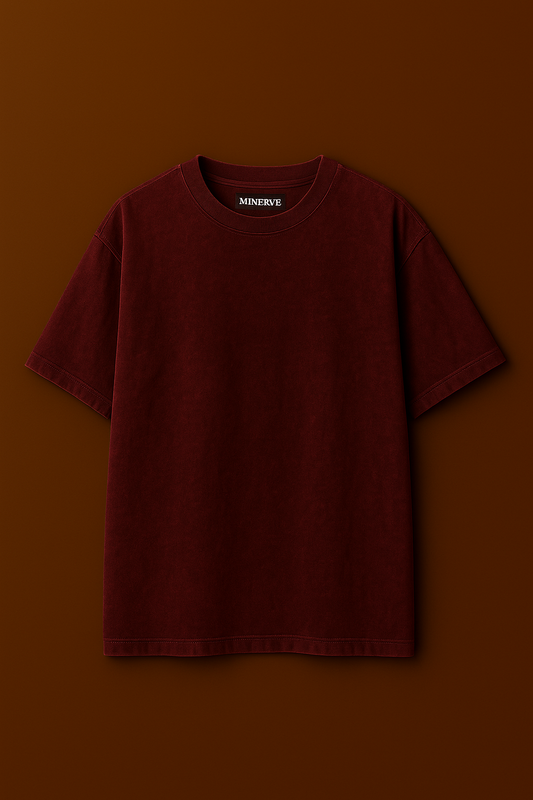 Camiseta Oversize Acid wash Vino tinto